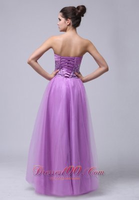 Tulle Prom Dress in Lavender Beaded and Ruching