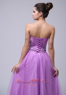 Tulle Prom Dress in Lavender Beaded and Ruching