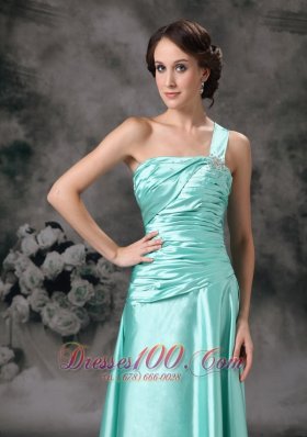 One Shoulder Pleated Dress for Prom Girl Beading