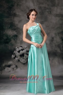 One Shoulder Pleated Dress for Prom Girl Beading