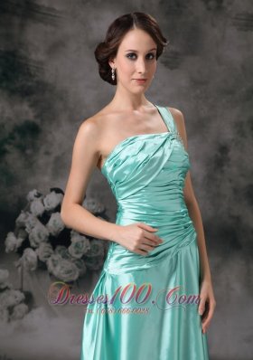 One Shoulder Pleated Dress for Prom Girl Beading