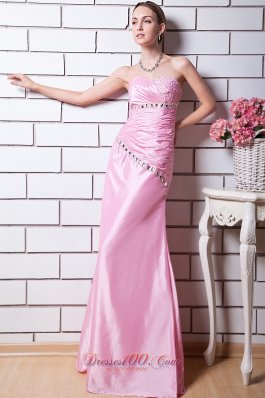 Baby Pink Sweetheart Prom Dress Beading Trimmed Pleats