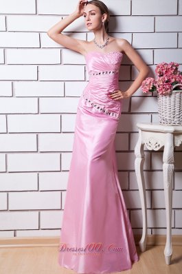 Baby Pink Sweetheart Prom Dress Beading Trimmed Pleats