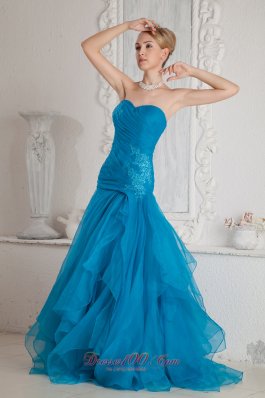 Teal Mermaid Prom Evening Dress Appliques Low Price