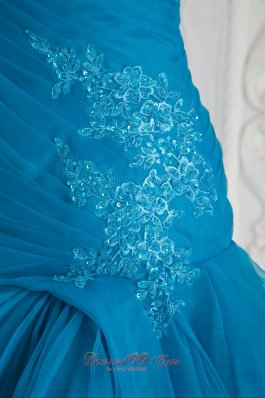 Teal Mermaid Prom Evening Dress Appliques Low Price