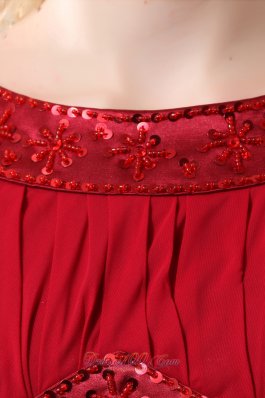 Modest Wine Red Prom Dress Round Neck Brush Beading