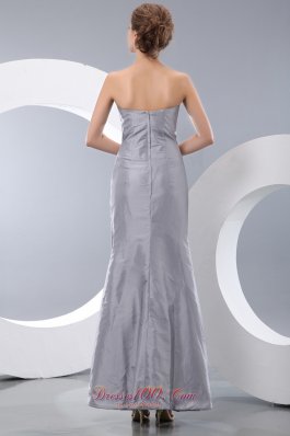 Unique Gray Beading Prom Dress Ankle-length Pleats