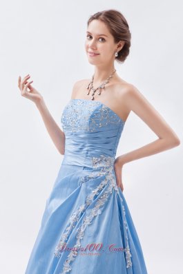 Baby Blue Appliques Prom Dress Sheath Cheap