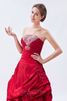 Wine Red Sheath Prom Dress Sequins Crystal Over