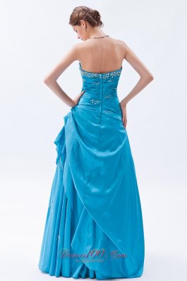 Pretty Teal A-line Prom Dress for Formal Beading