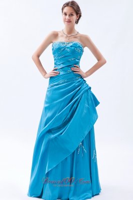 Pretty Teal A-line Prom Dress for Formal Beading