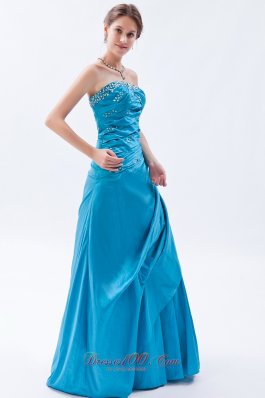 Pretty Teal A-line Prom Dress for Formal Beading