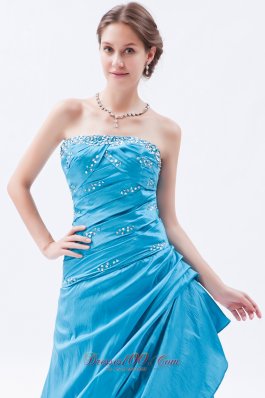 Pretty Teal A-line Prom Dress for Formal Beading