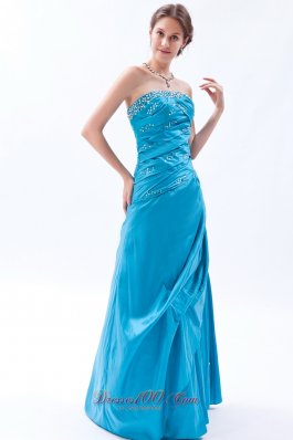 Pretty Teal A-line Prom Dress for Formal Beading