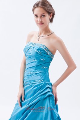 Pretty Teal A-line Prom Dress for Formal Beading