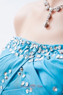 Pretty Teal A-line Prom Dress for Formal Beading