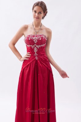 Embroidery Wine Red Sheath Prom Dress Beading