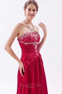 Embroidery Wine Red Sheath Prom Dress Beading