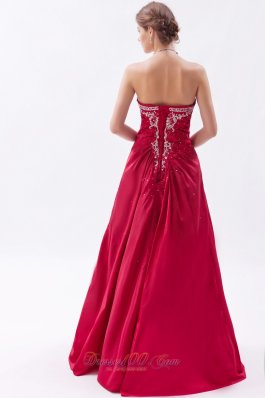 Embroidery Wine Red Sheath Prom Dress Beading