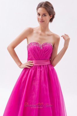 Fuchsia Prom Holiday Dress 2014 A-line Sweetheart Beading