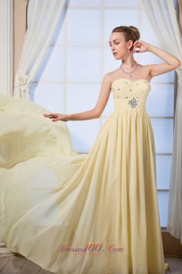 Light Yellow Beading Prom Dress for Homecoming