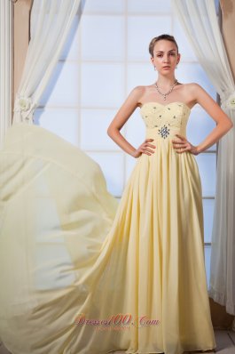 Light Yellow Beading Prom Dress for Homecoming