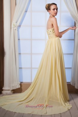 Light Yellow Beading Prom Dress for Homecoming