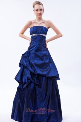 Elegant Royal Blue Prom Dress Beading Pick-ups