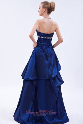 Elegant Royal Blue Prom Dress Beading Pick-ups