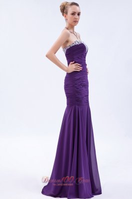 Purple Trumpet Prom Evening Dress Sweetheart Beading