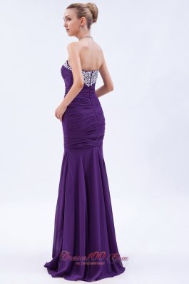 Purple Trumpet Prom Evening Dress Sweetheart Beading