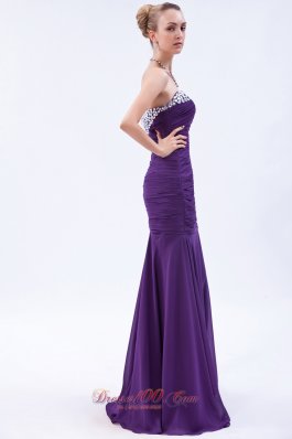 Purple Trumpet Prom Evening Dress Sweetheart Beading