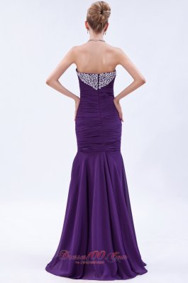 Purple Trumpet Prom Evening Dress Sweetheart Beading