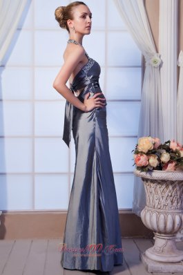 Gray Column Halter Dress for Homecoming Beading