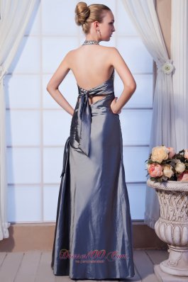 Gray Column Halter Dress for Homecoming Beading