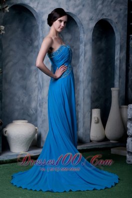 Sky Blue Empire Prom Evening Dress Beading Latest