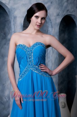 Sky Blue Empire Prom Evening Dress Beading Latest