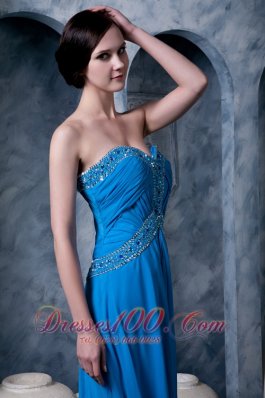 Sky Blue Empire Prom Evening Dress Beading Latest