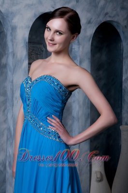 Sky Blue Empire Prom Evening Dress Beading Latest