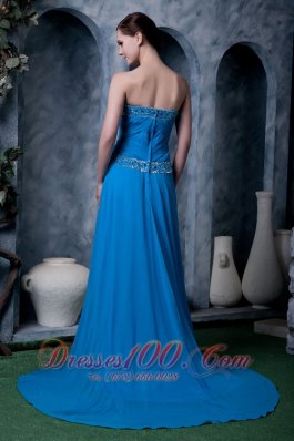 Sky Blue Empire Prom Evening Dress Beading Latest