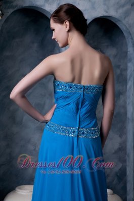 Sky Blue Empire Prom Evening Dress Beading Latest