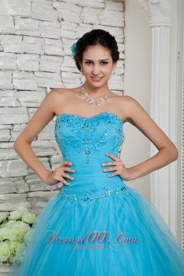 Discount Aqua Blue Beading Prom Evening Dress