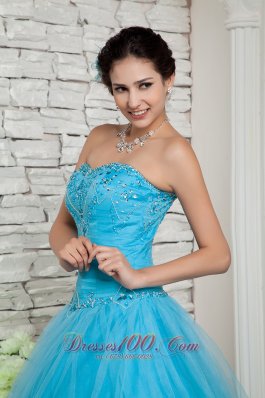 Discount Aqua Blue Beading Prom Evening Dress