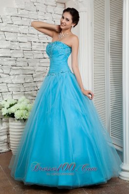 Discount Aqua Blue Beading Prom Evening Dress