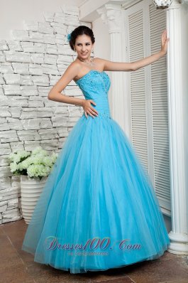 Discount Aqua Blue Beading Prom Evening Dress