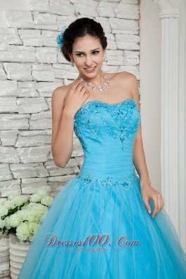 Discount Aqua Blue Beading Prom Evening Dress