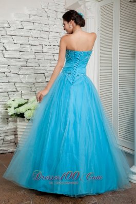 Discount Aqua Blue Beading Prom Evening Dress