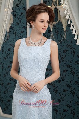 Light Blue Prom Dress for Junior Square Lace