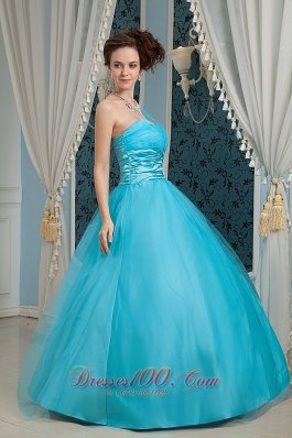 Aqua Blue Prom Dress Appliques One Shoulder