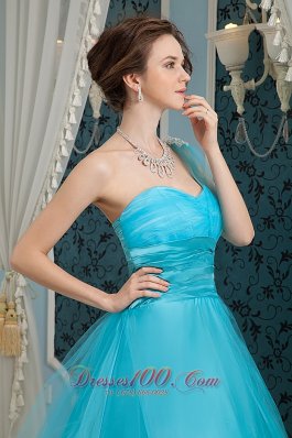 Aqua Blue Prom Dress Appliques One Shoulder